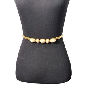 Accessocraft white cabochon stones gold tone stretch belt size small